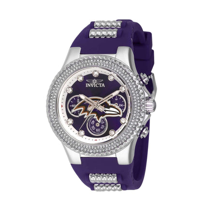 Invicta Women's Chrono Watch - NFL Baltimore Ravens Silver and Purple Strap | 42744 ,
