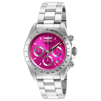 Invicta Women's Chrono Watch - Speedway Hot Pink Dial Silver Tone Bracelet | 16654 ,