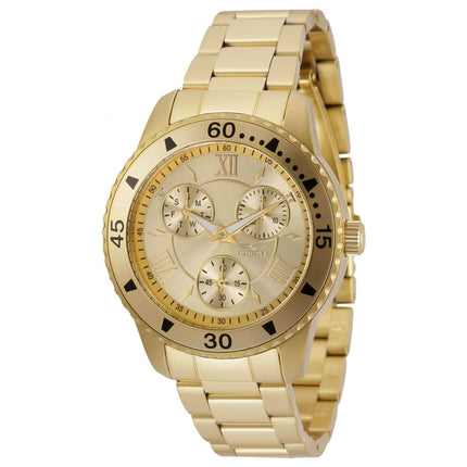 Invicta Women's Chronograph Watch - Angel Day-Date Gold Tone Dial Bracelet | 35828 ,