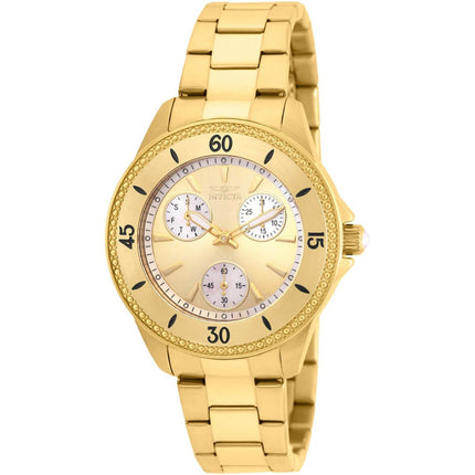 Invicta Women's Chronograph Watch - Angel MOP and Gold Tone Dial Bracelet | 22969 ,