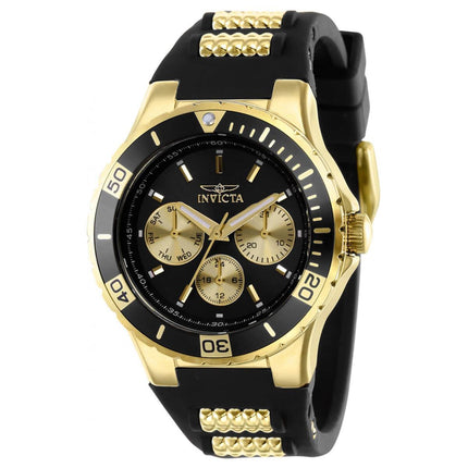 Invicta Women's Chronograph Watch - Aviator Black and Yellow Gold Strap | 37319 ,
