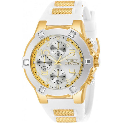 Invicta Women's Chronograph Watch - BLU Silver Tone Dial Two Tone Strap | 24192 ,