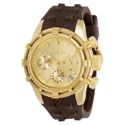 Invicta Women's Chronograph Watch - Bolt Gold Tone Dial Brown Strap | 30493 ,