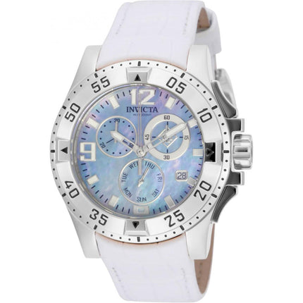 Invicta Women's Chronograph Watch - Excursion MOP Dial White Leather Strap | 16098 ,