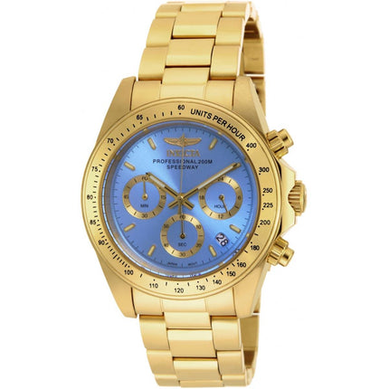 Invicta Women's Chronograph Watch - Speedway Blue Dial Yellow Gold Bracelet | 18256 ,
