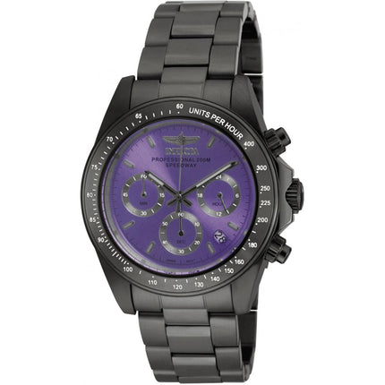 Invicta Women's Chronograph Watch - Speedway Purple Dial Black Steel Bracelet | 18260 ,