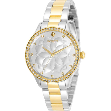 Invicta Women's Crystal Watch - Wildflower White Dial Two Tone Bracelet | 30718 ,
