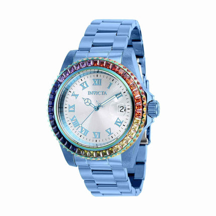 Invicta Women's CZ Watch - Angel Swiss Quartz Silver Dial Ice Blue Bracelet | 40233 ,