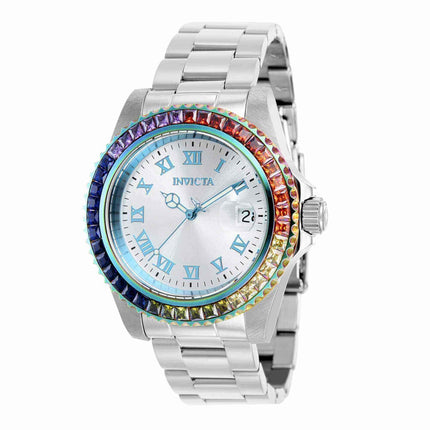 Invicta Women's CZ Watch - Angel Swiss Quartz Silver Dial Steel Bracelet | 40228 ,