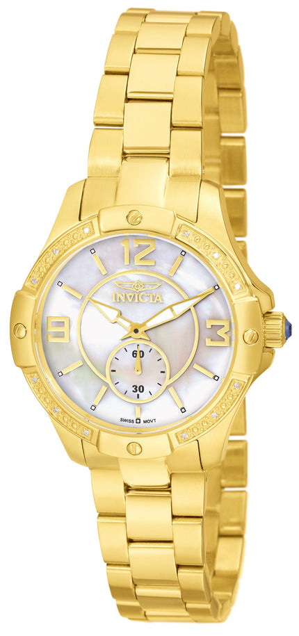 Invicta Women's Diamond Watch - Angel White MOP Dial Yellow Gold Bracelet | 0264 ,