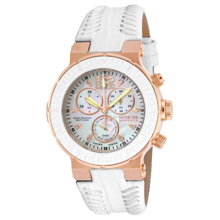 Invicta Women's Diamond Watch - Ocean Reef Rose Gold Case White Strap | 10731 ,