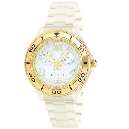 Invicta Women's Quartz Watch - Anatomic Gold Tone Bezel Plastic Bracelet | 30373 ,