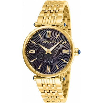 Invicta Women's Quartz Watch - Angel Black and MOP Dial Yellow Gold Bracelet | 27988 ,