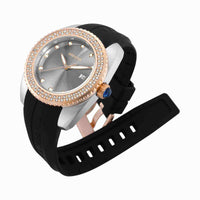 Invicta Women's Quartz Watch - Angel Crystal Bezel Two Tone Case Black Strap | 36066 ,