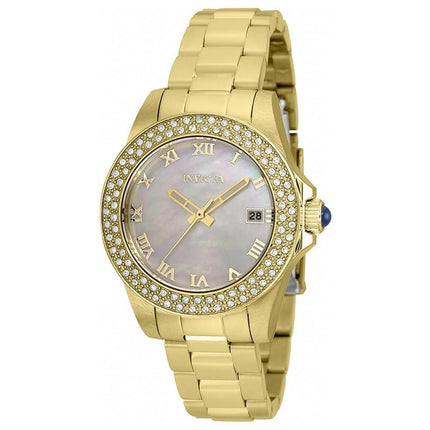 Invicta Women's Quartz Watch - Angel Crystal Bezel Yellow Gold Case Bracelet | 36073 ,