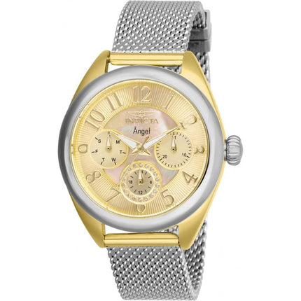 Invicta Women's Quartz Watch - Angel Crystal Gold Tone Dial Mesh Bracelet | 27451 ,