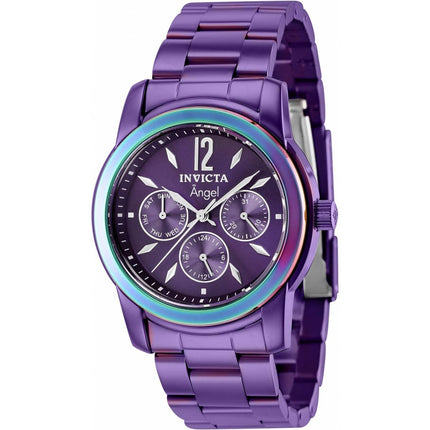 Invicta Women's Quartz Watch - Angel Day-Date Purple Stainless Steel Bracelet | 40226 ,