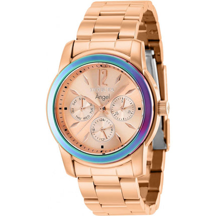 Invicta Women's Quartz Watch - Angel Day-Date Rose Gold Dial Steel Bracelet | 40224 ,