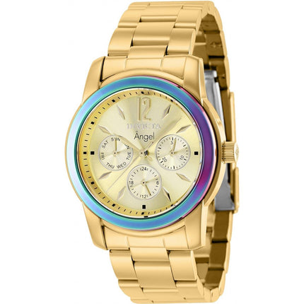 Invicta Women's Quartz Watch - Angel Day-Date Yellow Gold Steel Bracelet | 40223 ,