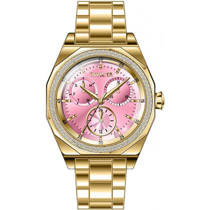 Invicta Women's Quartz Watch - Angel Diamond Pink Dial Yellow Gold Bracelet | 38563 ,