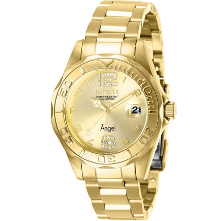 Invicta Women's Quartz Watch - Angel Gold Tone Dial Stainless Steel Bracelet | 28680 ,
