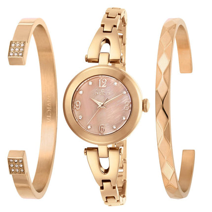 Invicta Women's Quartz Watch - Angel MOP Dial Rose Gold Tone Bracelet | 29334 ,