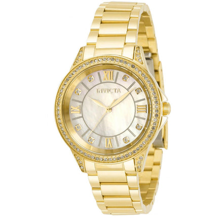 Invicta Women's Quartz Watch - Angel Mother of Pearl Dial Yellow Gold Bracelet | 30929 ,
