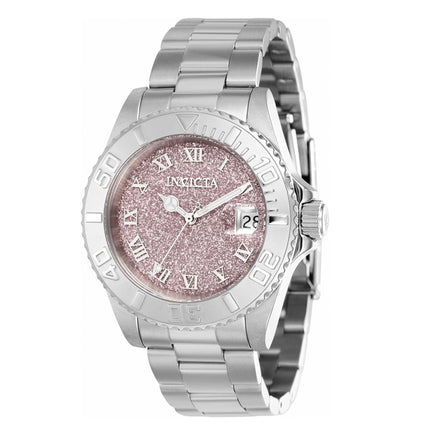 Invicta Women's Quartz Watch - Angel Pink Glitter Dial Silver Steel Bracelet | 40158 ,