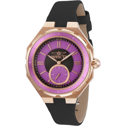 Invicta Women's Quartz Watch - Angel Purple Dial Black Satin Strap | 31667 ,