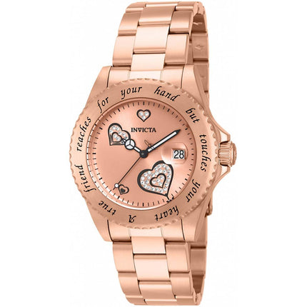 Invicta Women's Quartz Watch - Angel Rose Gold Tone Dial Bracelet Crystal | 14735 ,