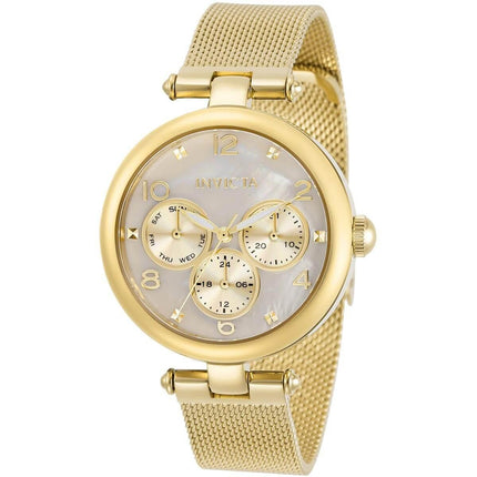 Invicta Women's Quartz Watch - Angel White Dial Yellow Gold Bracelet | 31526 ,