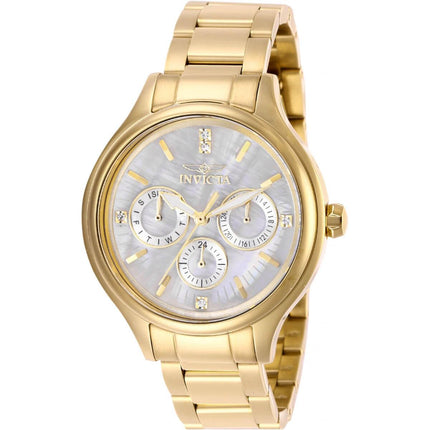 Invicta Women's Quartz Watch - Angel White MOP Dial Yellow Gold Bracelet | 28654 ,
