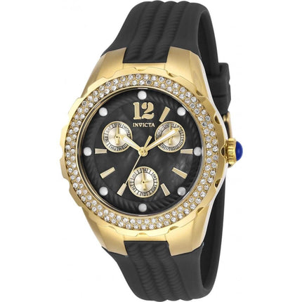 Invicta Women's Quartz Watch - Angel Yellow Gold Case Gunmetal Rubber Strap | 29088 ,