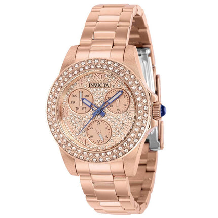 Invicta Women's Quartz Watch - Angle Crystal Pave Dial Rose Gold Bracelet | 39244 ,