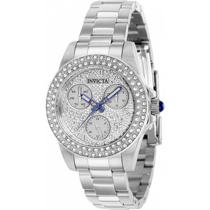 Invicta Women's Quartz Watch - Angle Crystal Pave Dial Silver Steel Bracelet | 39243 ,