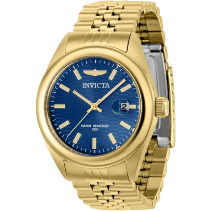 Invicta Women's Quartz Watch - Aviator Blue Dial Yellow Gold Steel Bracelet | 38425 ,