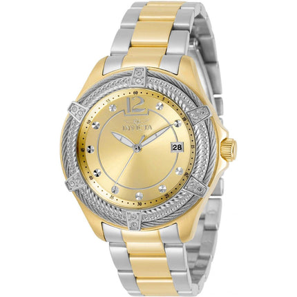 Invicta Women's Quartz Watch - Bolt Crystal Gold Tone Dial Two Tone Bracelet | 30884 ,