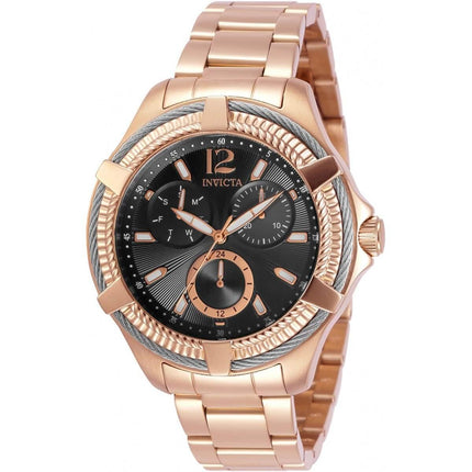 Invicta Women's Quartz Watch - Bolt Day-Date Gunmetal Dial Rose Gold Bracelet | 30897 ,
