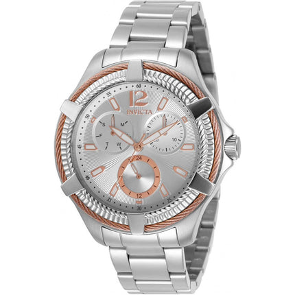 Invicta Women's Quartz Watch - Bolt Day-Date Silver Stainless Steel Bracelet | 30899 ,