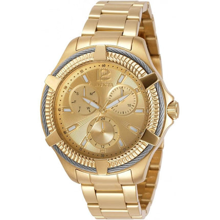 Invicta Women's Quartz Watch - Bolt Day-Date Yellow Gold Plated Bracelet | 30893 ,