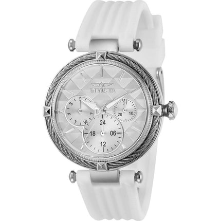 Invicta Women's Quartz Watch - Bolt Silver Tone Case White Dial Rubber Strap | 28964 ,