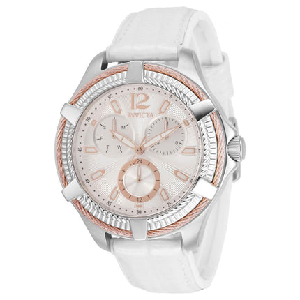 Invicta Women's Quartz Watch - Bolt Silver Tone Dial White Leather Strap | 30889 ,