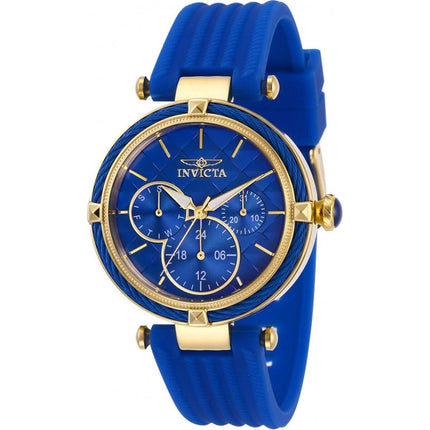 Invicta Women's Quartz Watch - Bolt Yellow Gold Case Blue Dial Rubber Strap | 28968 ,