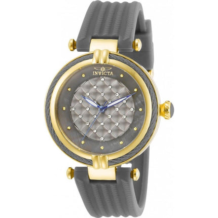 Invicta Women's Quartz Watch - Bolt Yellow Gold Case Grey Dial Rubber Strap | 31031 ,