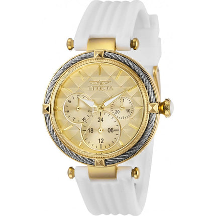 Invicta Women's Quartz Watch - Bolt Yellow Gold Case White Rubber Strap | 28966 ,