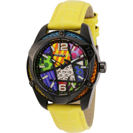 Invicta Women's Quartz Watch - Britto Multi Colored Dial Yellow Leather Strap | 32403 ,