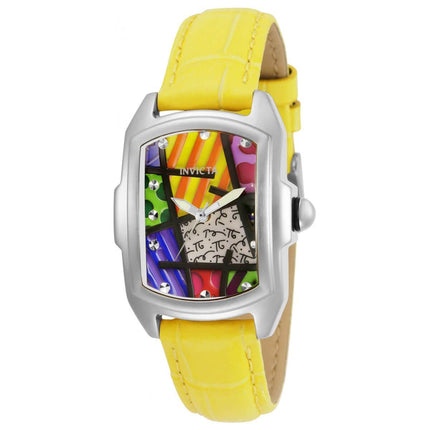 Invicta Women's Quartz Watch - Britto Silver Tone Case Yellow Leather Strap | 32409 ,
