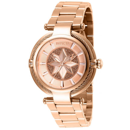 Invicta Women's Quartz Watch - Captain Marvel Rose Gold Dial Steel Bracelet | 28834 ,