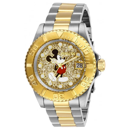 Invicta Women's Quartz Watch - Disney Glittered Gold Tone Dial Rotating Bezel | 27382 ,