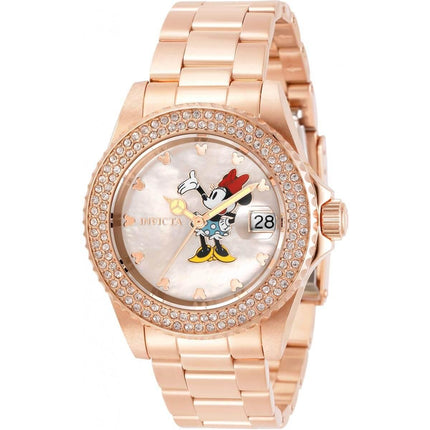 Invicta Women's Quartz Watch - Disney Minnie Mouse MOP Dial Rose Gold Bracelet | 32487 ,